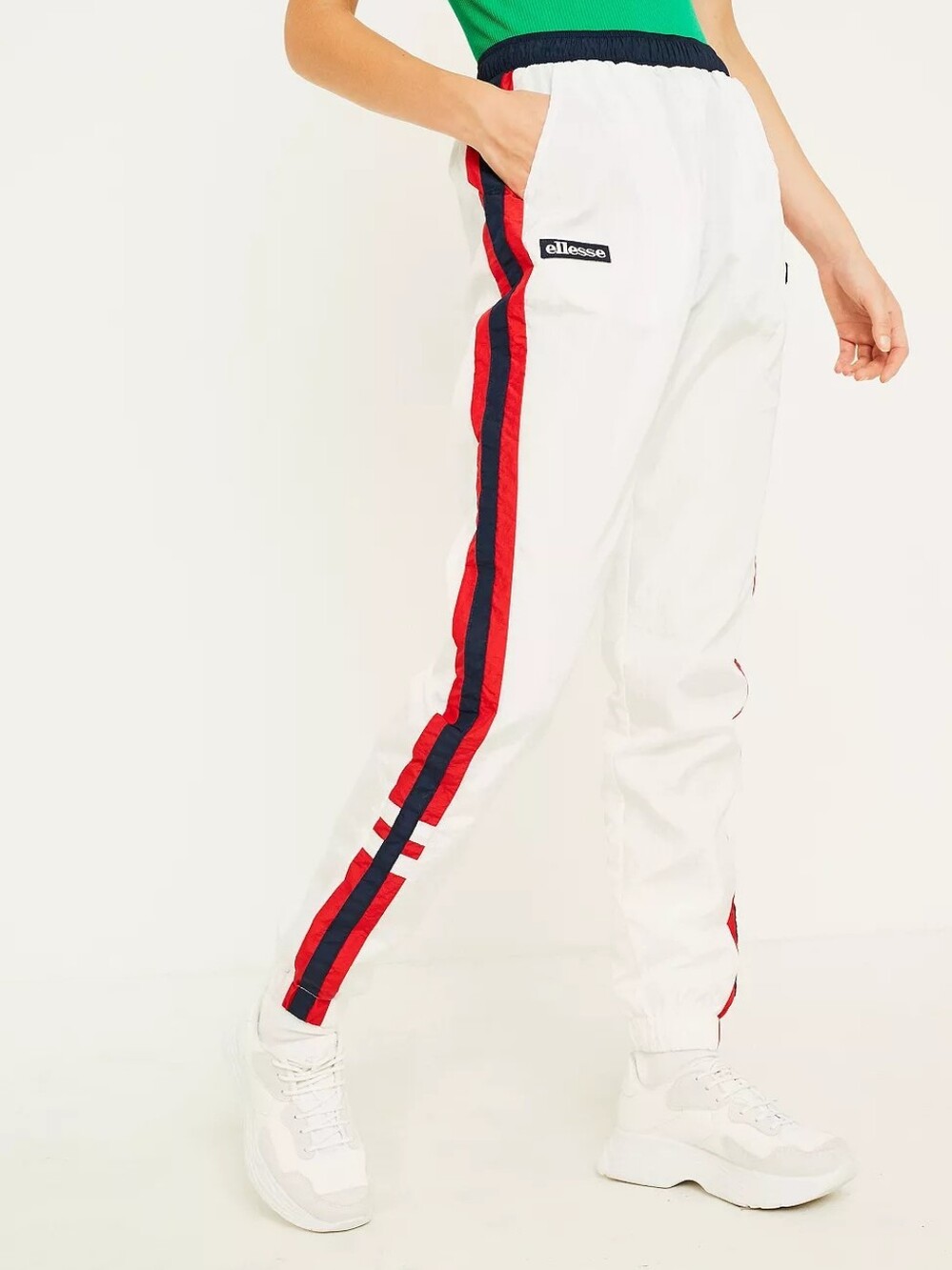 Ellesse Folgarida Colorblock Ripstop Track Pants White Red Blue